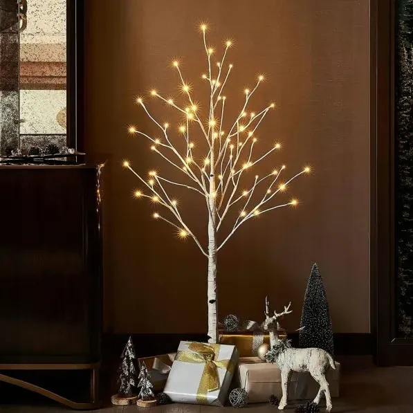Sapin de Noël à LED - 90 cm - 60 LED - Blanc chaud - Blanc