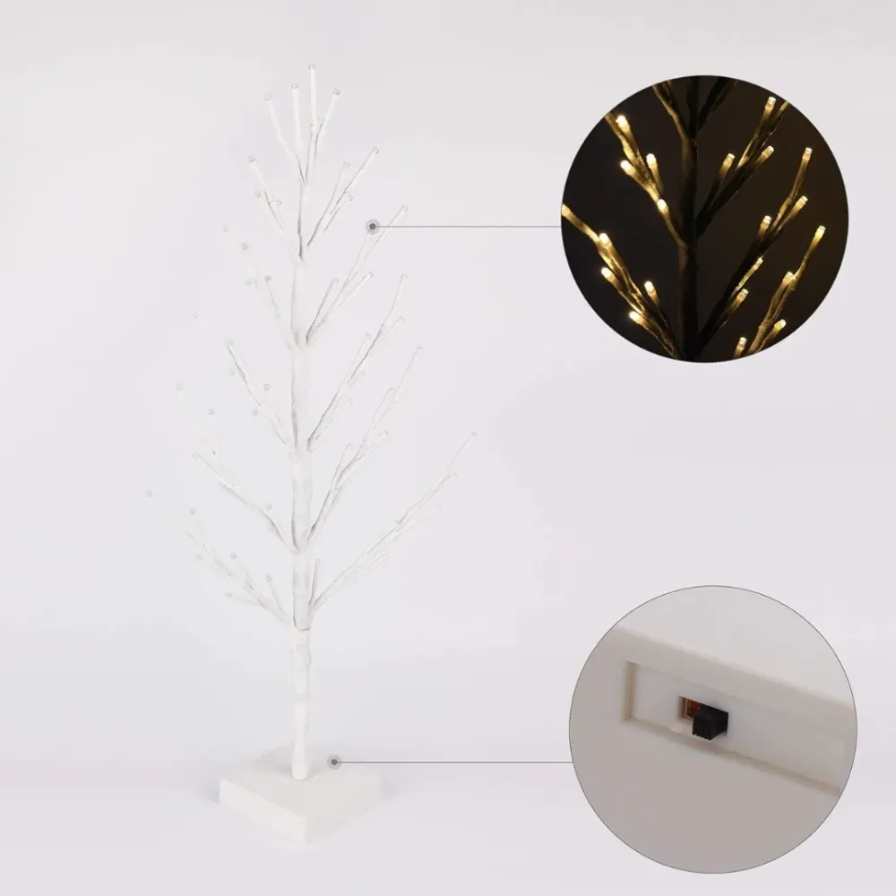 Sapin de Noël à LED - 60 cm - 51 LED - Blanc chaud - blanc