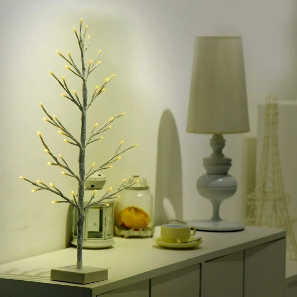 Sapin de Noël à LED - 60 cm - 51 LED - Blanc chaud - blanc