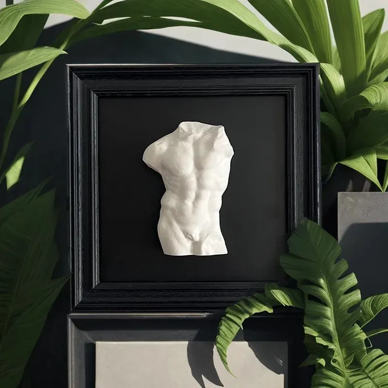 Sculpture de torse romain rétro en relief tridimensionnel, peinture décorative minimaliste moderne, cadre photo de bureau,...