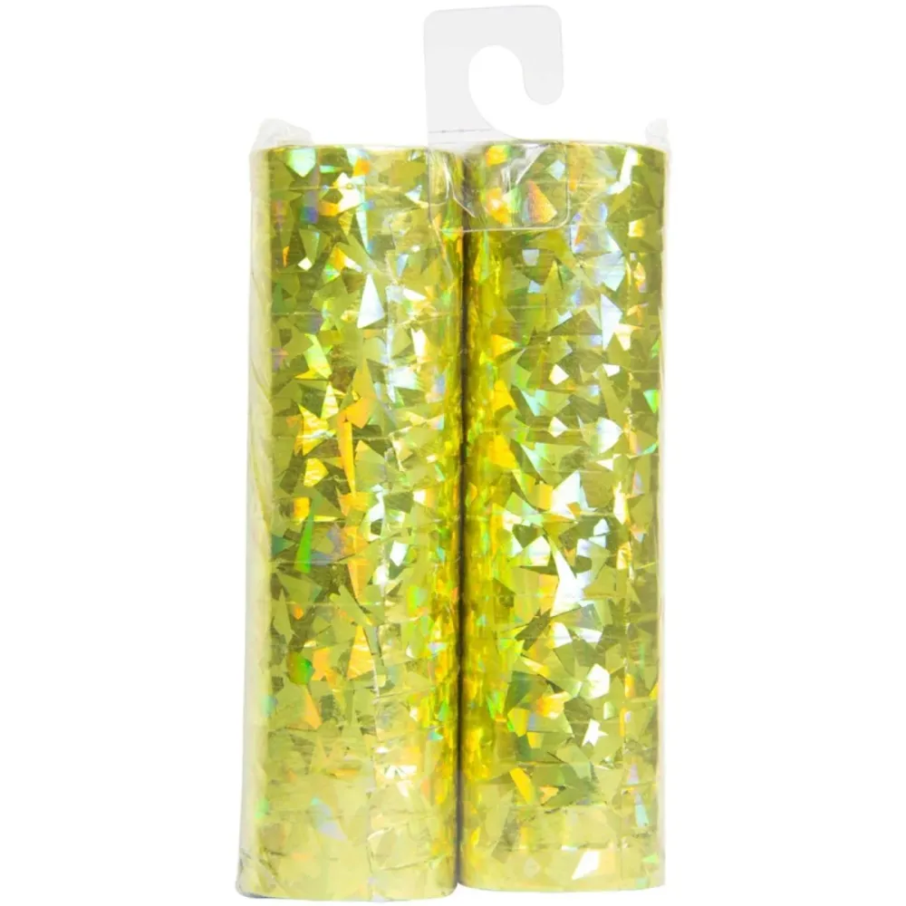 Serpentins dorés Holographiques 4m 18 anneaux 2pcs