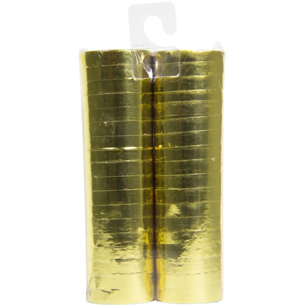Serpentins dorés métalliques 4m 18 anneaux 2pcs