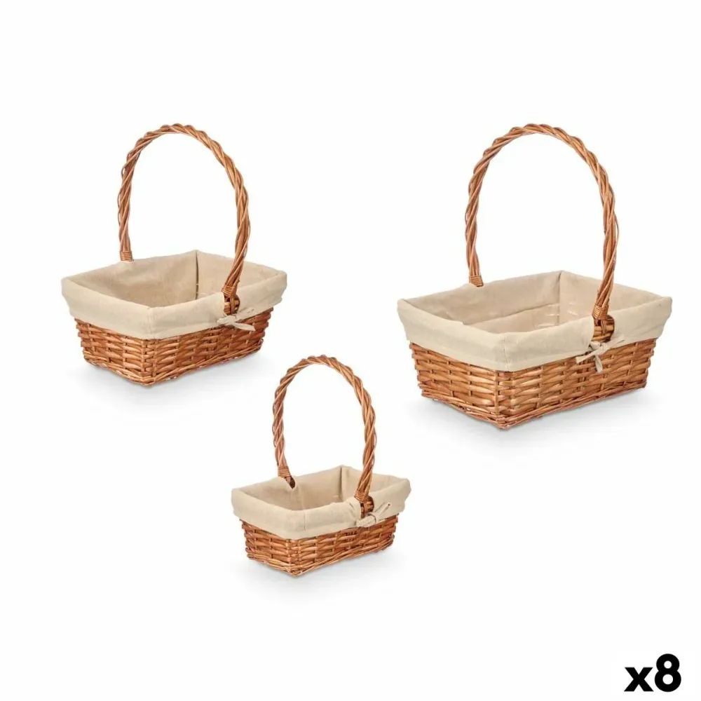 Set de basket Kipit Naturel Polyester Coton osier 3 Pièces (8 Unités)