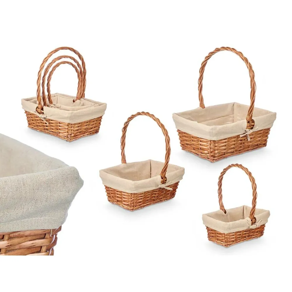 Set de basket Kipit Naturel Polyester Coton osier 3 Pièces (8 Unités)