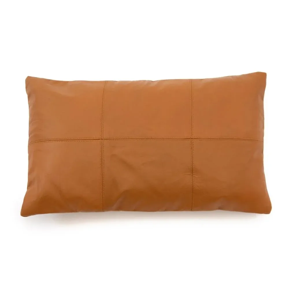 SIX PANEL Housse de Coussin en cuir Camel30x50