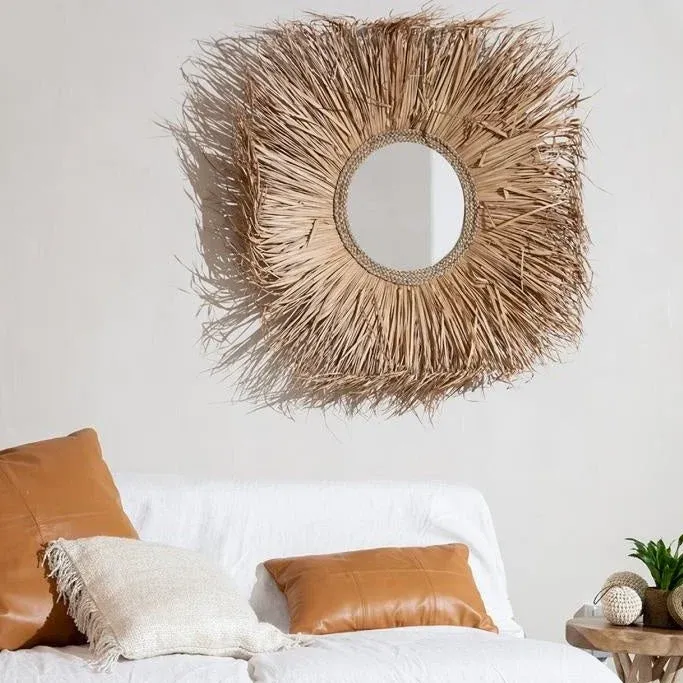 SIX PANEL Housse de Coussin en cuir Camel30x50