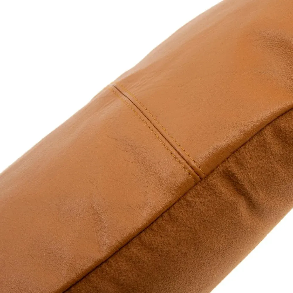 SIX PANEL Housse de Coussin en cuir Camel30x50