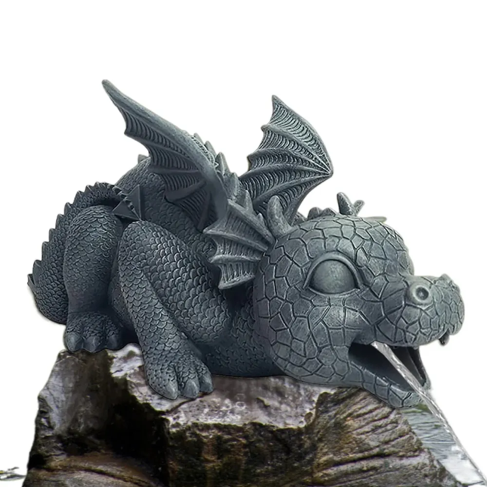Statue de Dragon en résine, fontaine, Sculpture de Dragon d'eau, résistante aux intempéries, pulvérisation d'eau réaliste,...
