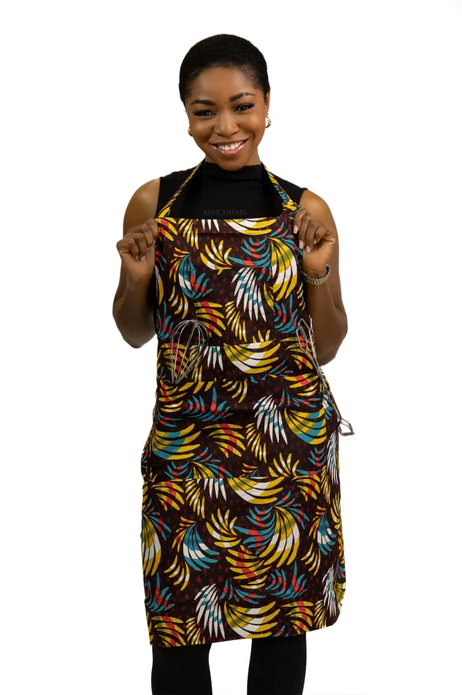 Tablier imprimé africain - Multicolor Feathers