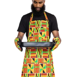 Tablier imprimé africain - Orange Kinte