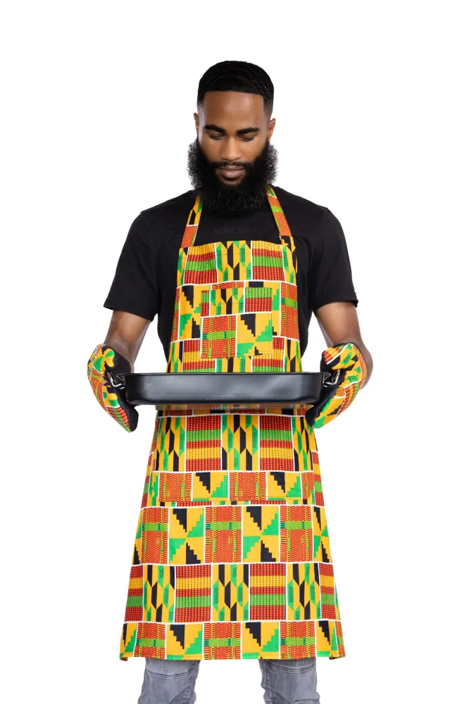 Tablier imprimé africain - Orange Kinte