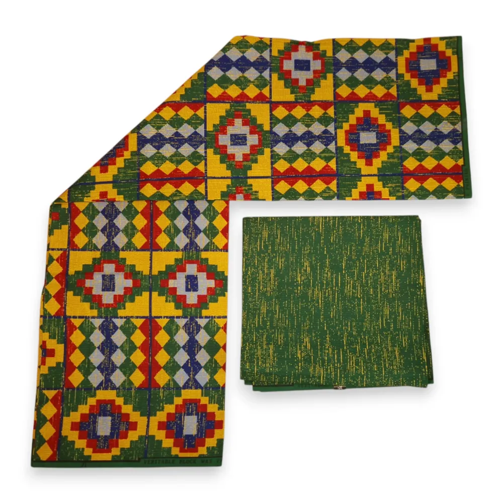 Tissu africain / tissu wax - Imprimé bicolore Polycoton - Combinaison de 6 yards (4+2 yards) PO-5038