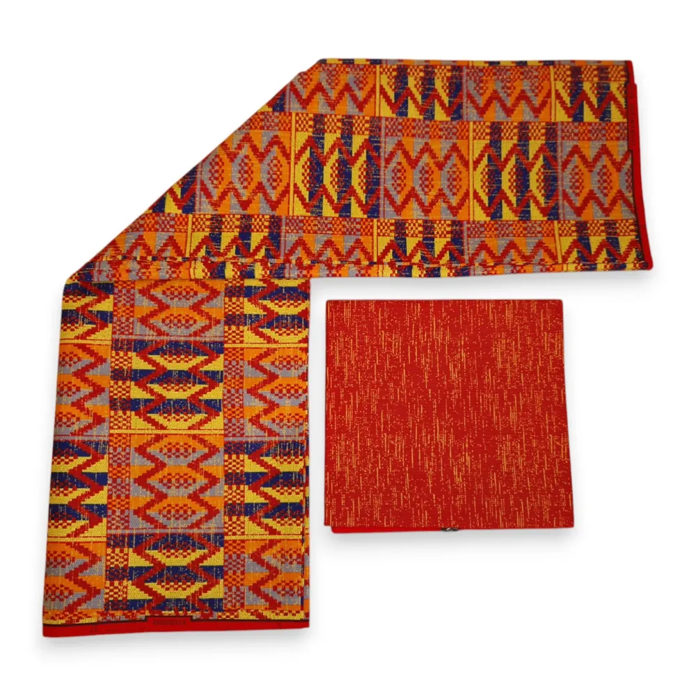 Tissu africain / tissu wax - Imprimé bicolore Polycoton - Combinaison de 6 yards (4+2 yards) PO-5054