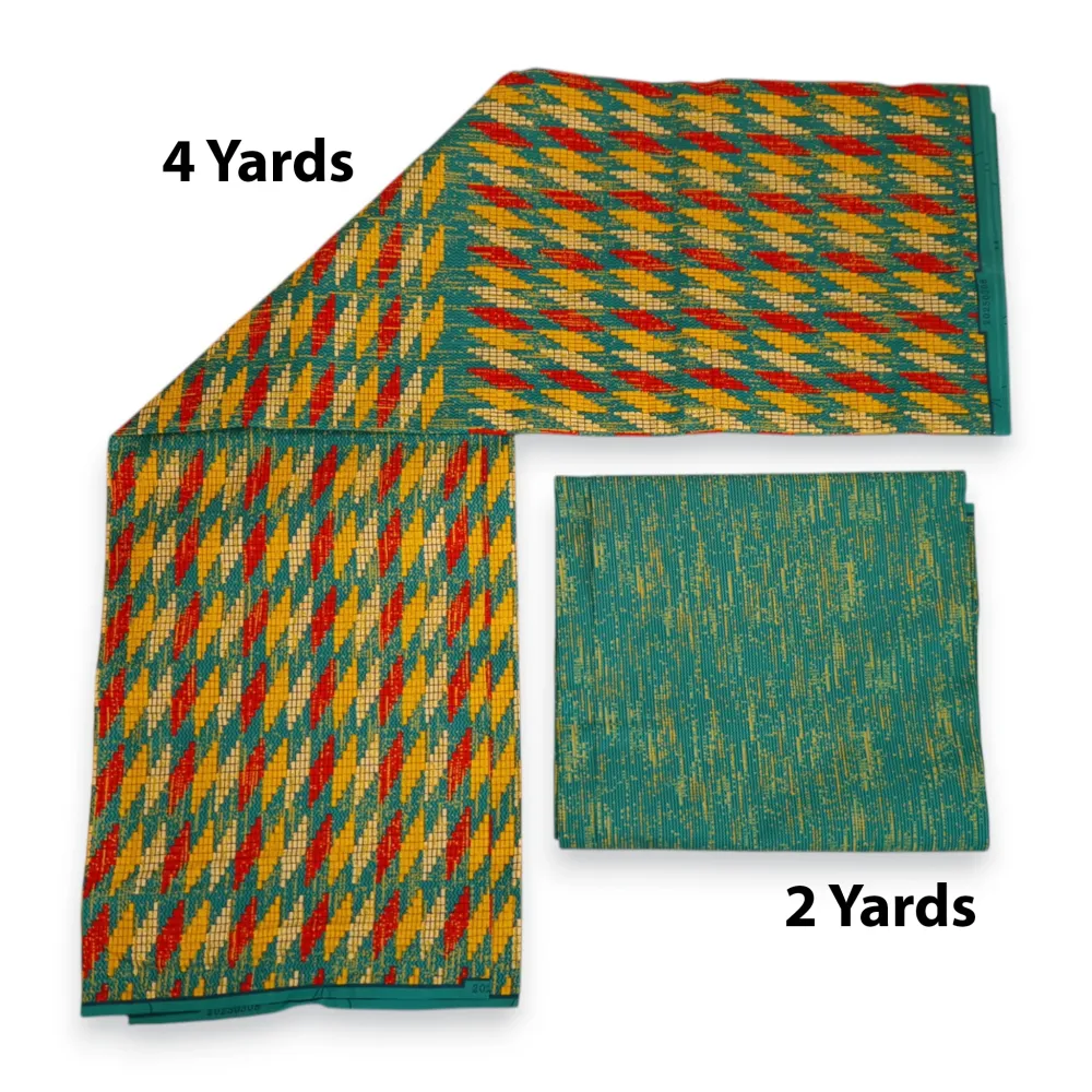Tissu africain / tissu wax - Imprimé bicolore Polycoton - Combinaison de 6 yards (4+2 yards) PO-5049