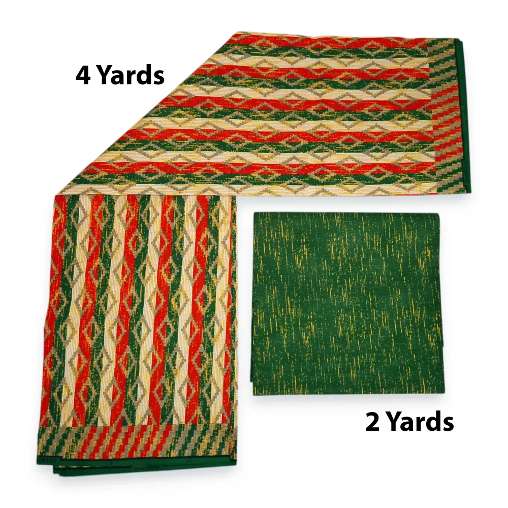 Tissu africain / tissu wax - Imprimé bicolore Polycoton - Combinaison de 6 yards (4+2 yards) PO-5037