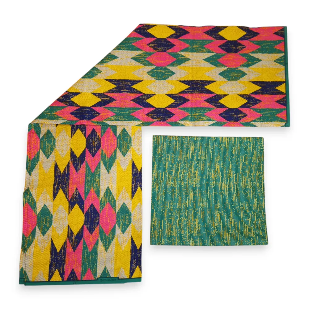Tissu africain / tissu wax - Imprimé bicolore Polycoton - Combinaison de 6 yards (4+2 yards) PO-5042