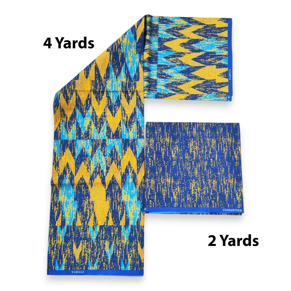 Tissu africain / tissu wax - Imprimé bicolore Polycoton - Combinaison de 6 yards (4+2 yards) PO-5034