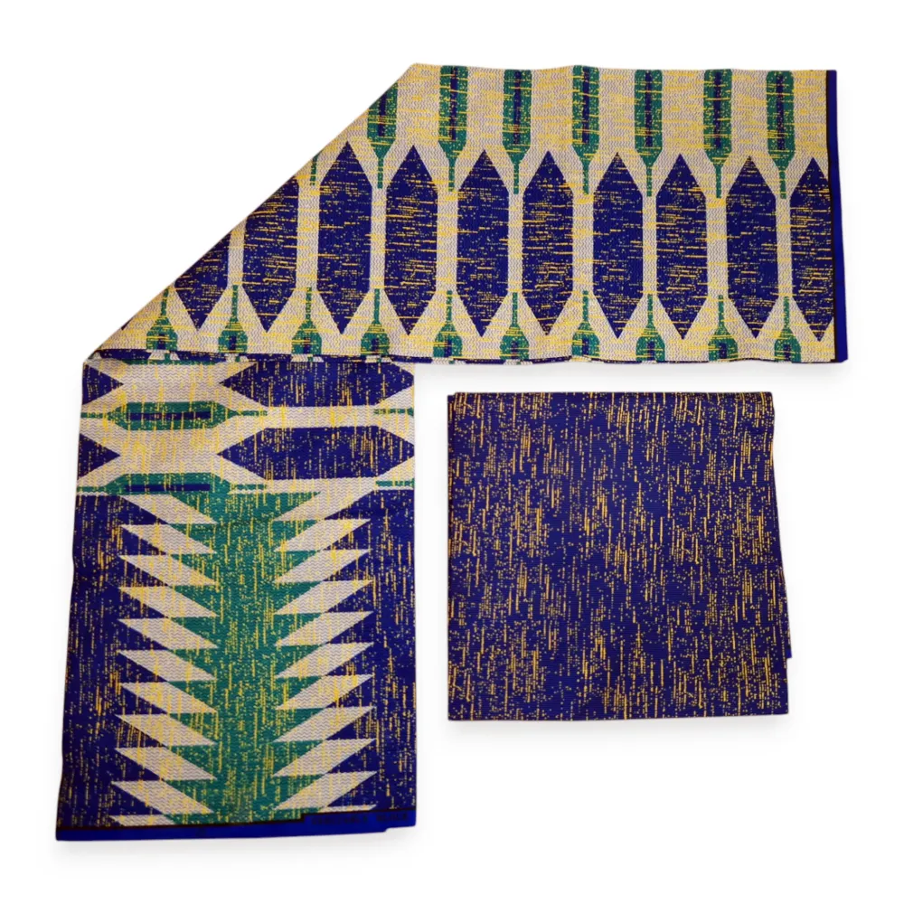 Tissu africain / tissu wax - Imprimé bicolore Polycoton - Combinaison de 6 yards (4+2 yards) PO-5043