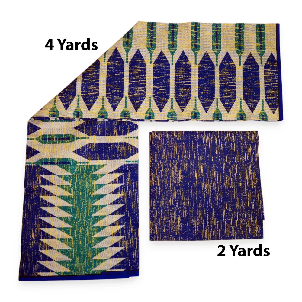Tissu africain / tissu wax - Imprimé bicolore Polycoton - Combinaison de 6 yards (4+2 yards) PO-5043