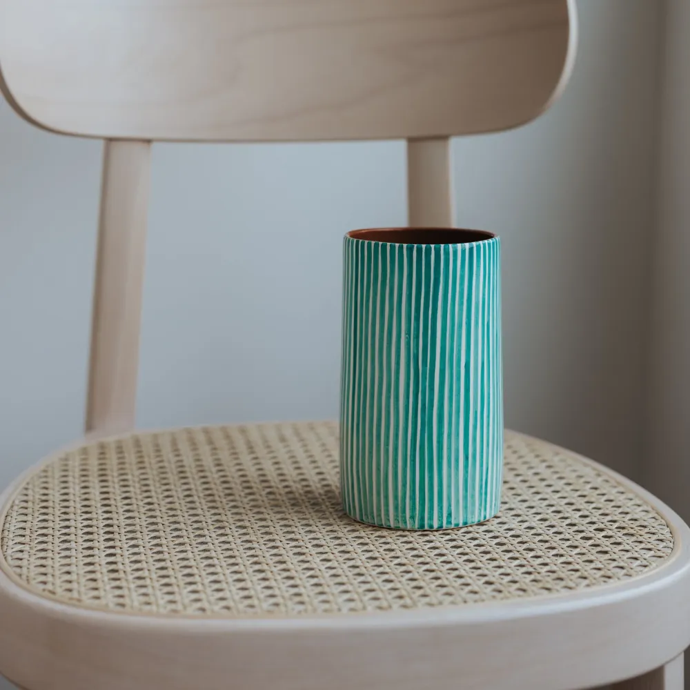 Vase droit rayé tropical