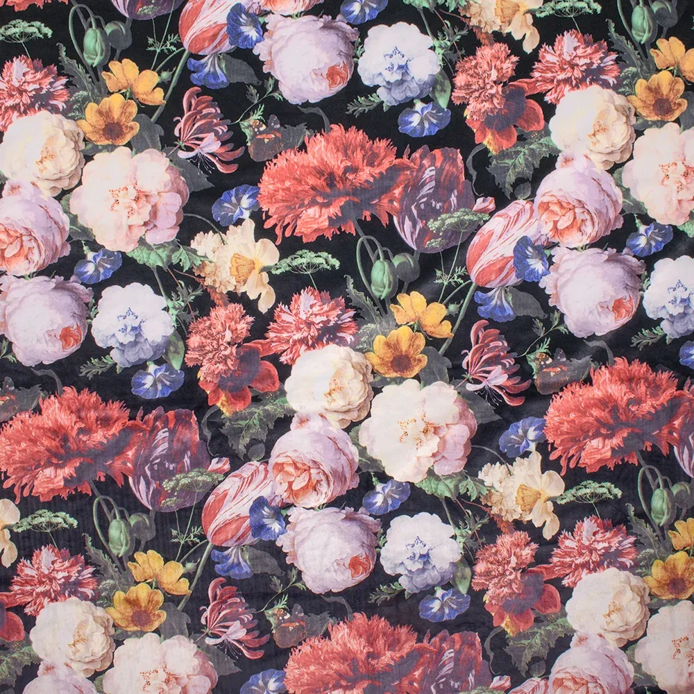 Tissu décor maison - Velours Rosalie Noir