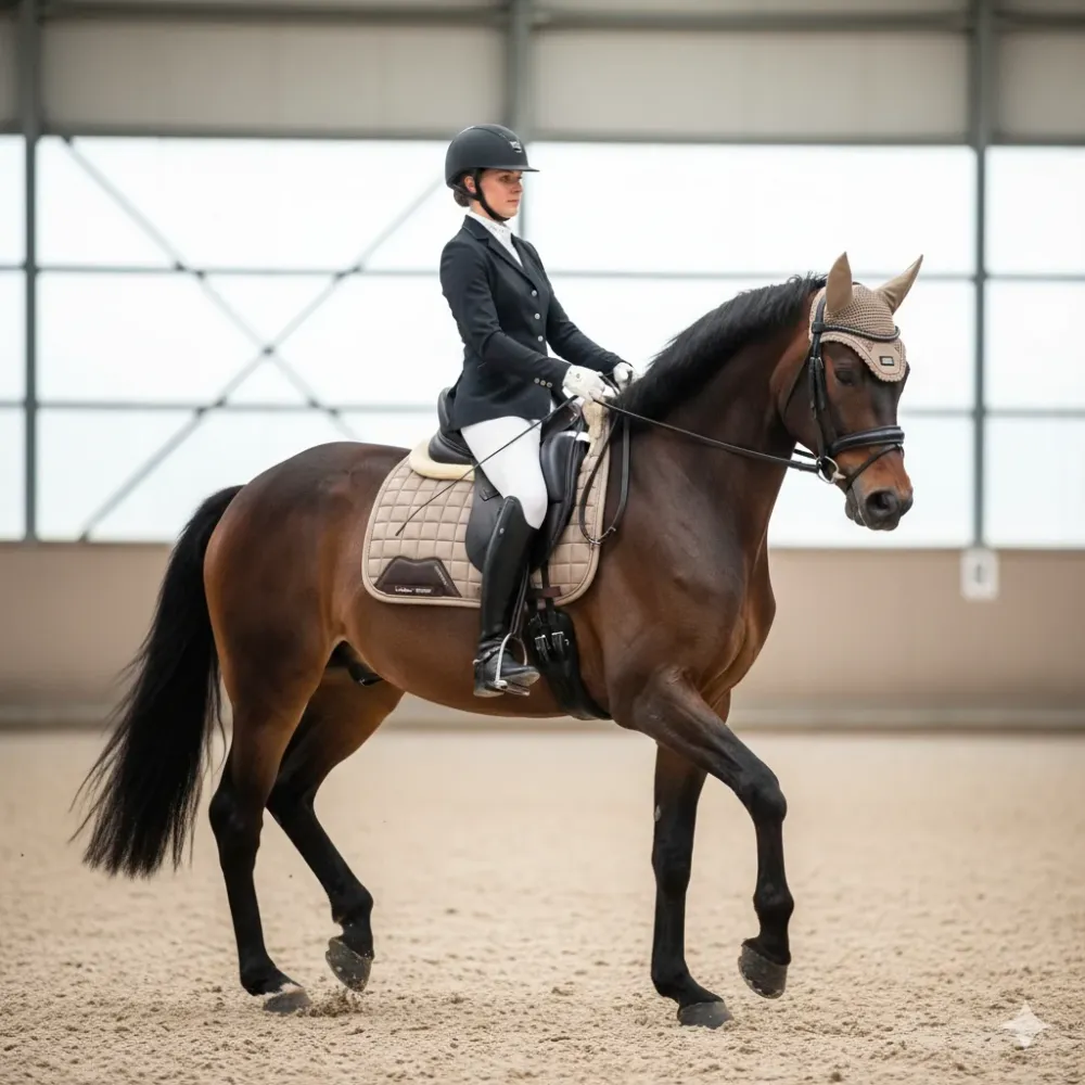 Ensemble Dressage LeMieux Rhone : Tapis & Bonnet coloris Prosecco