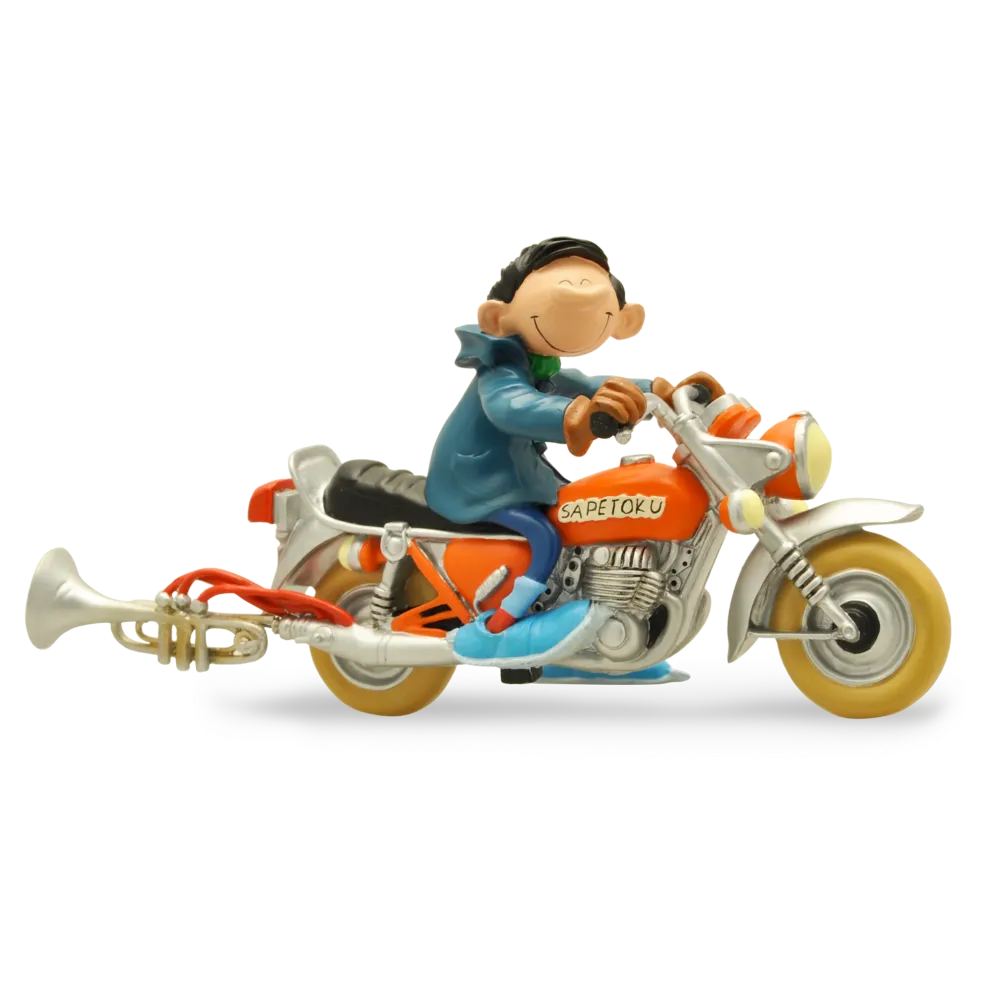 FIGURINE GASTON ET LA MOTO SAPETOKU