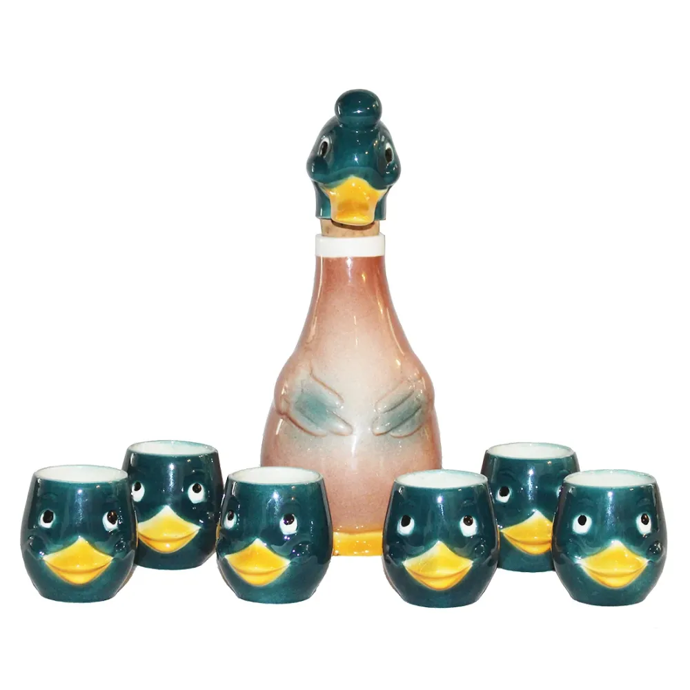 Service à liqueur vintage en porcelaine modèle canard Goebel West Germany