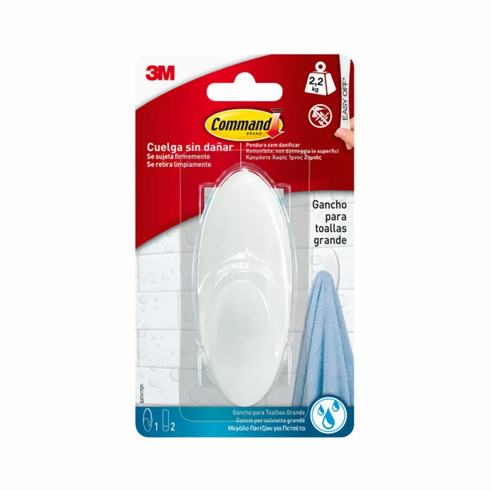 Crochet pour suspendre 3M 2,2 Kg Blanc Plastique (1 Unité)