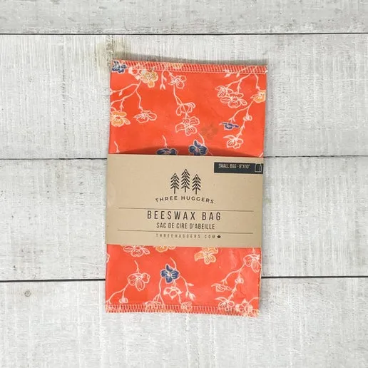 Emballage en cire d'Abeille - Three Huggers - Orange avec fleurs