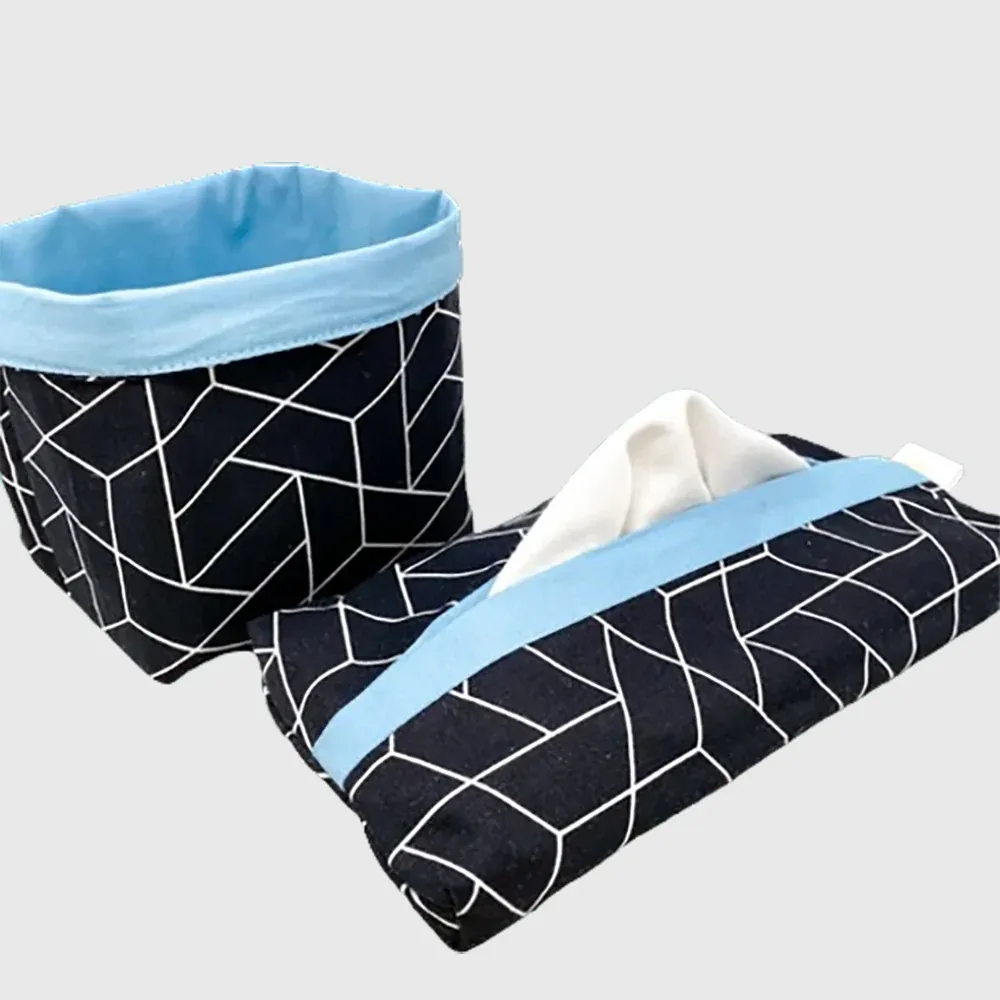 Ensemble de 12 mouchoirs lavable avec boîte et panier