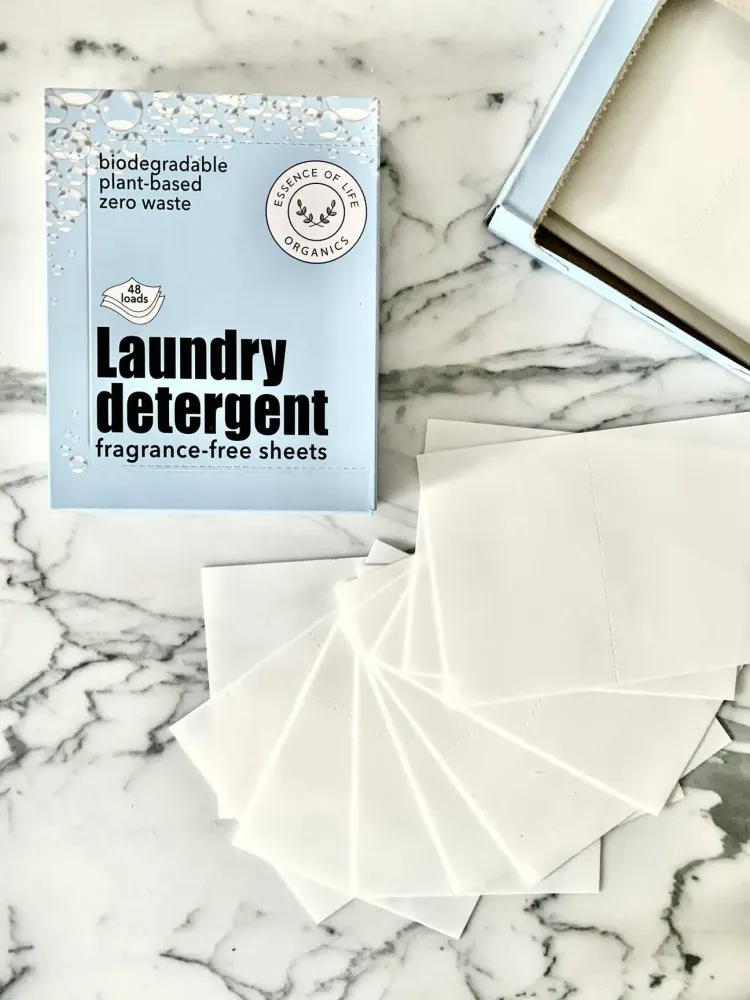 Feuilles de détergent à lessive zéro déchet, sans parfum
