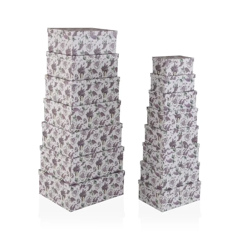 Jeu de Caisses de Rangement Empilables Versa Carton Lavande 10 Pièces
