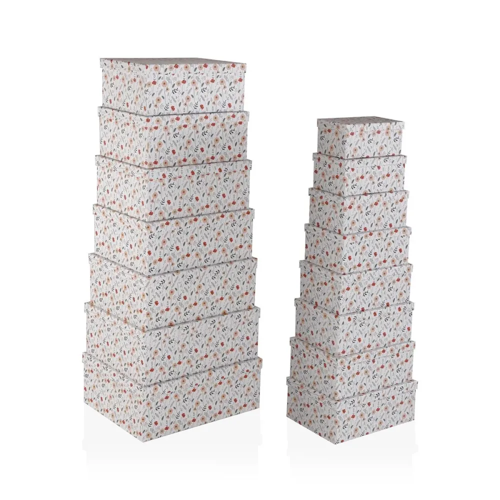 Jeu de Caisses de Rangement Empilables Versa Carton Fleurs 15 Pièces