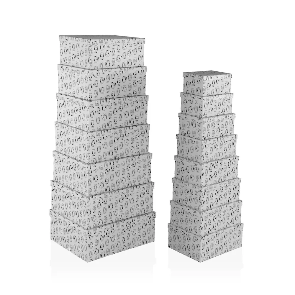 Jeu de Caisses de Rangement Empilables Versa Carton Chat 15 Pièces