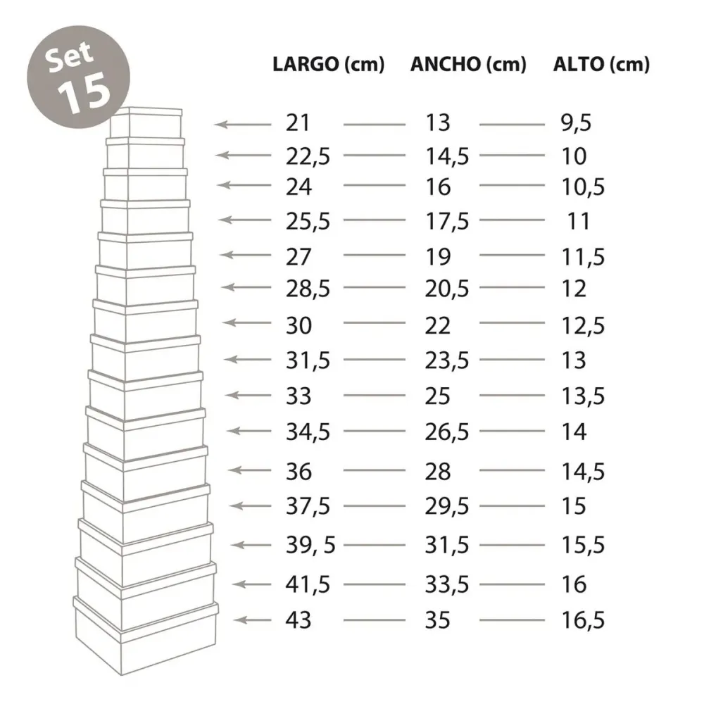 Jeu de Caisses de Rangement Empilables Versa Flint Carton 15 Pièces