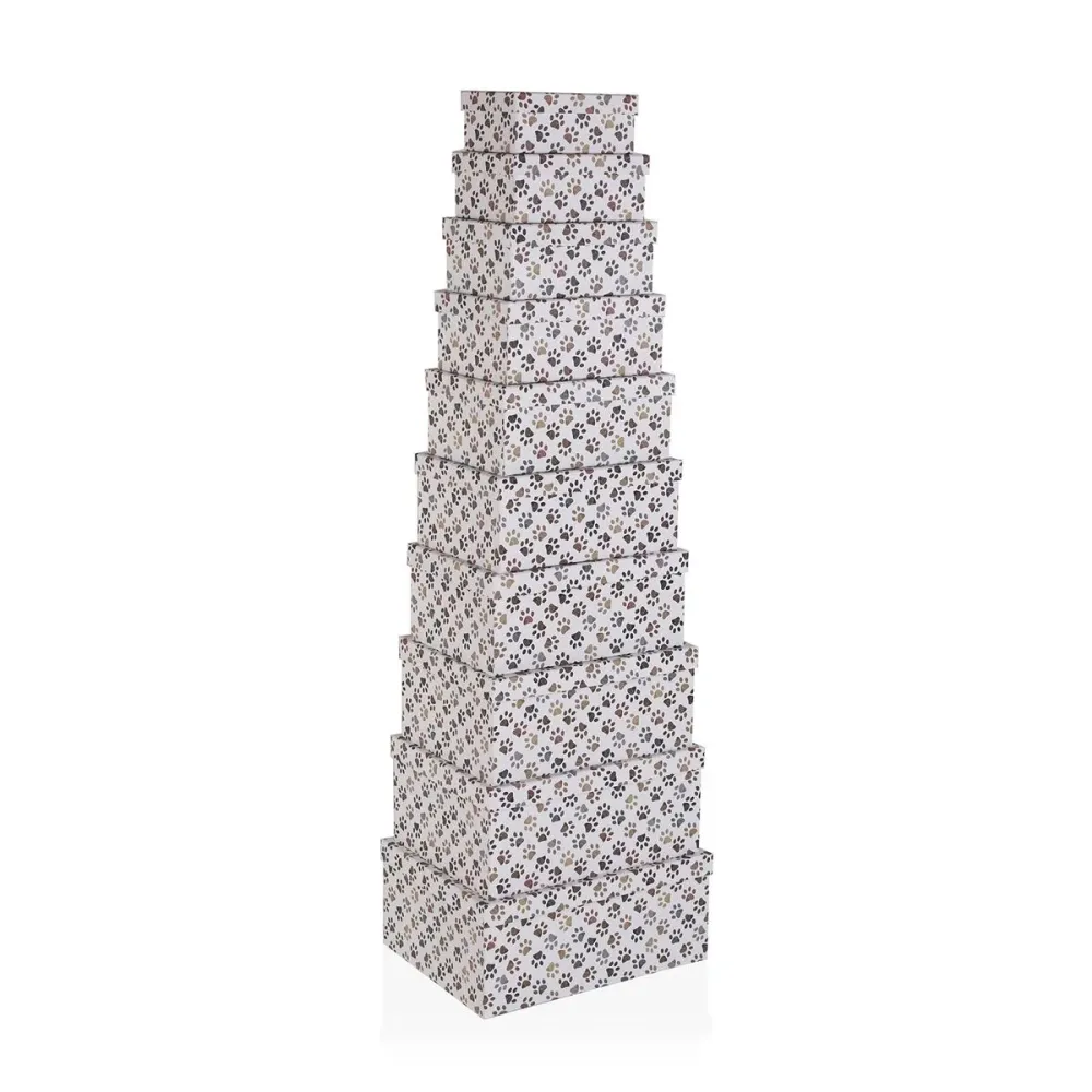 Jeu de Caisses de Rangement Empilables Versa Petprint Carton 10 Pièces
