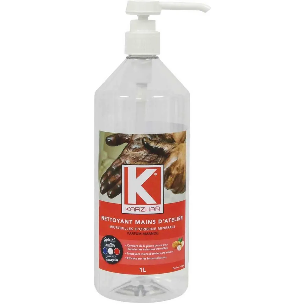 Nettoyant mains Karzhan rouge 1L avec pompe
