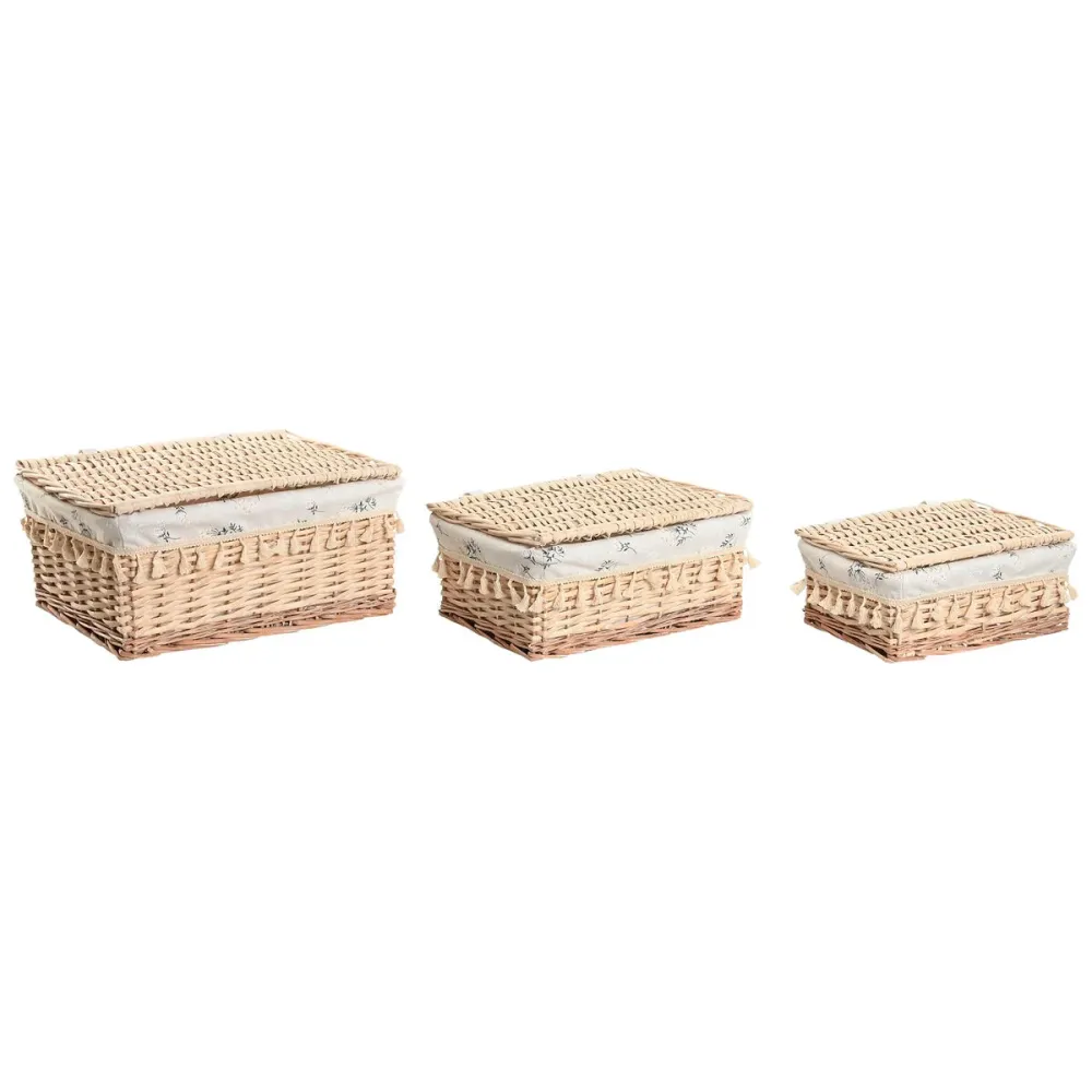 Panier à linge Home ESPRIT Naturel osier Shabby Chic 42 x 33 x 20 cm 3 Pièces