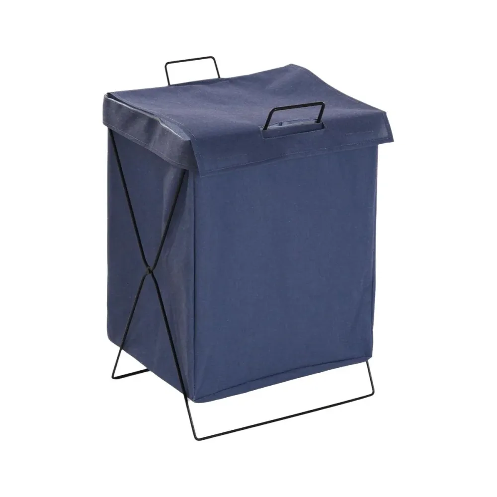 Panier à linge Versa Bleu Polyester Métal Polyéthylène 35 X 48 X 30 CM