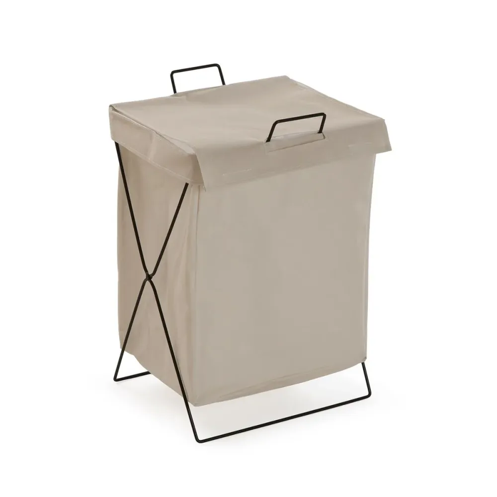 Panier à linge Versa Crème Polyester Métal Polyéthylène 35 X 48 X 30 CM