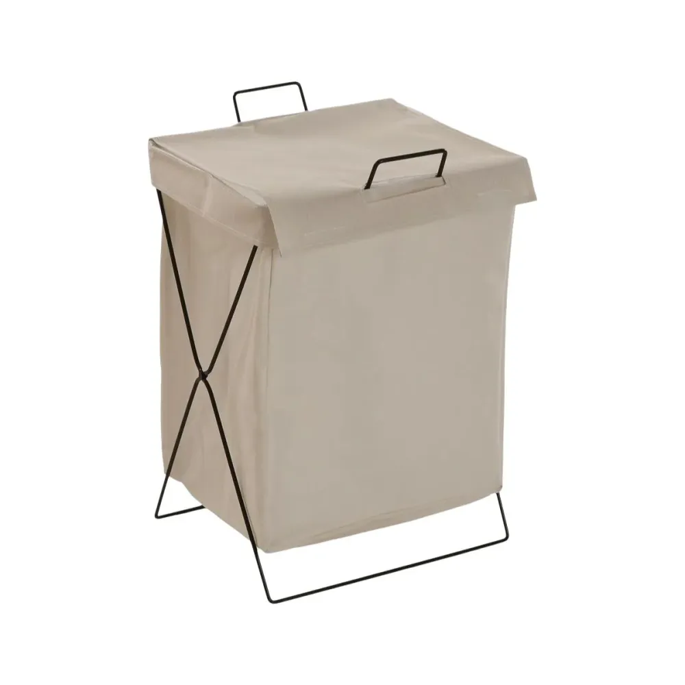 Panier à linge Versa Crème Polyester Métal Polyéthylène 35 X 48 X 30 CM