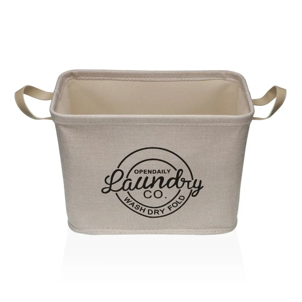 Panier à linge Versa Crème Polyester PVC Métal EVA 38 x 25 x 26 cm