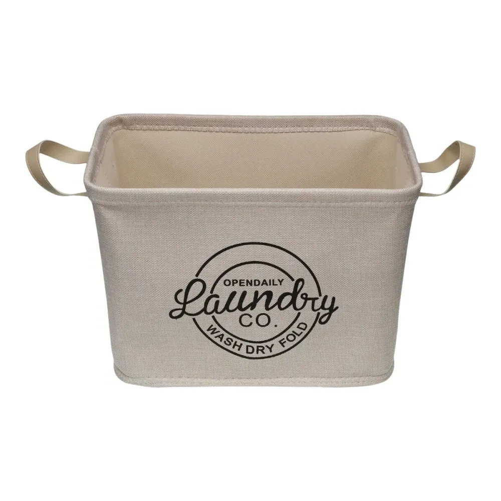 Panier à linge Versa Crème Polyester PVC Métal EVA 38 x 25 x 26 cm