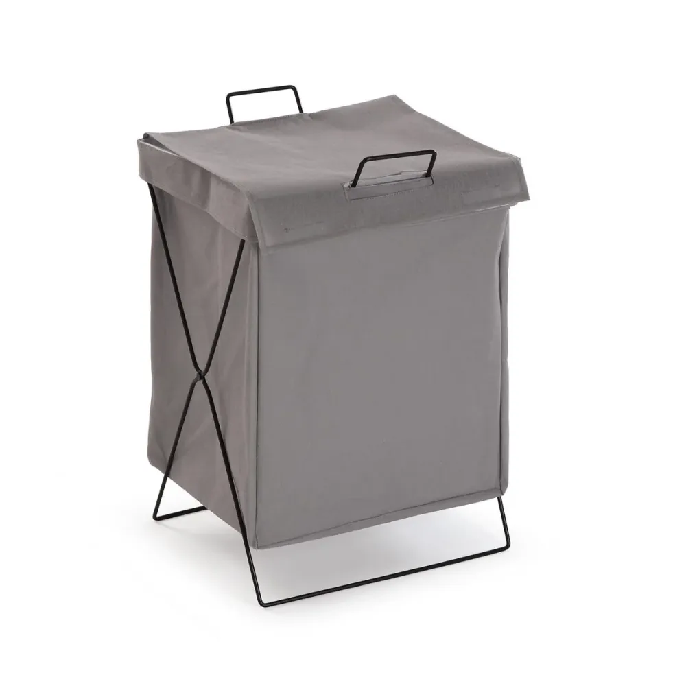Panier à linge Versa Gris Polyester Métal Polyéthylène 35 X 48 X 30 CM