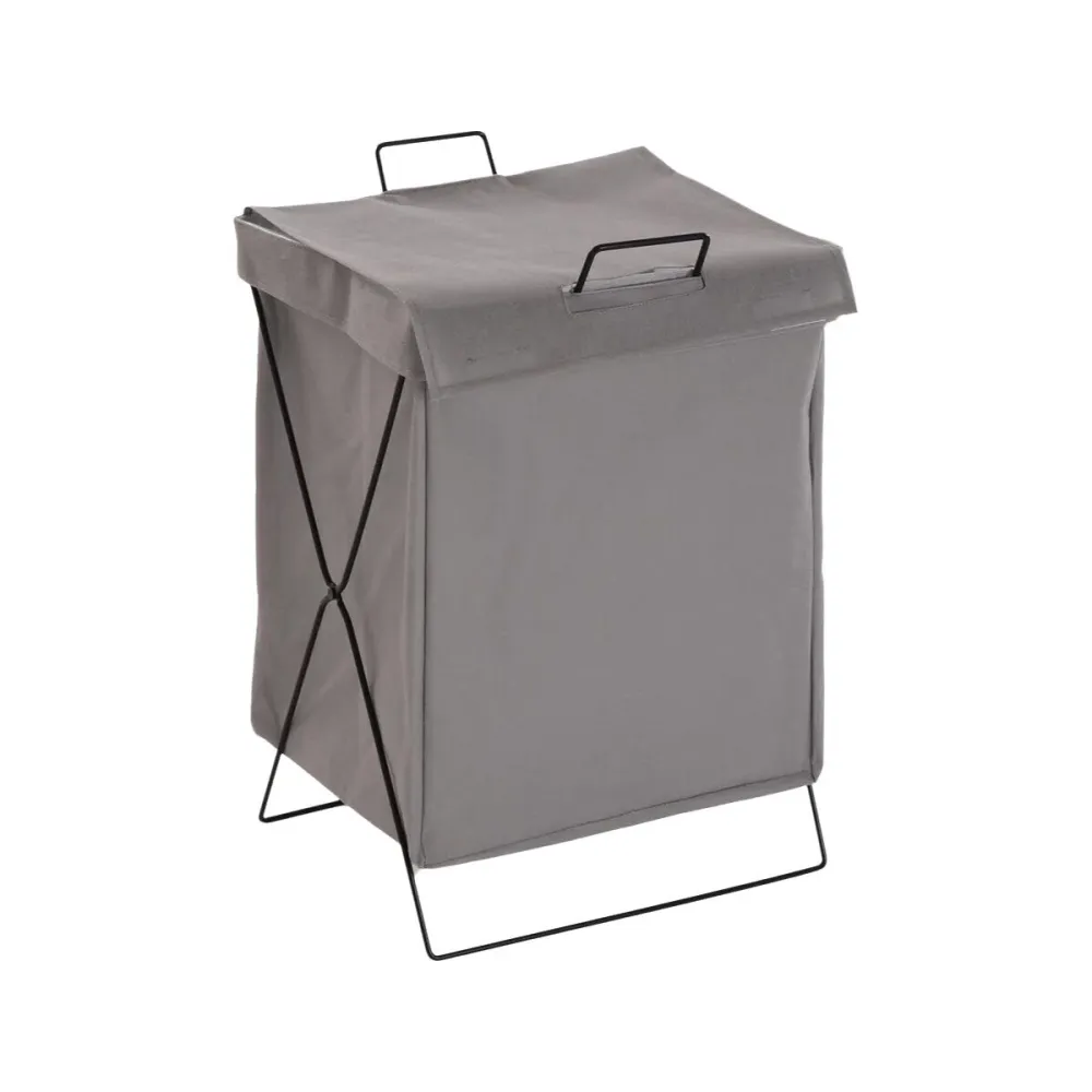 Panier à linge Versa Gris Polyester Métal Polyéthylène 35 X 48 X 30 CM