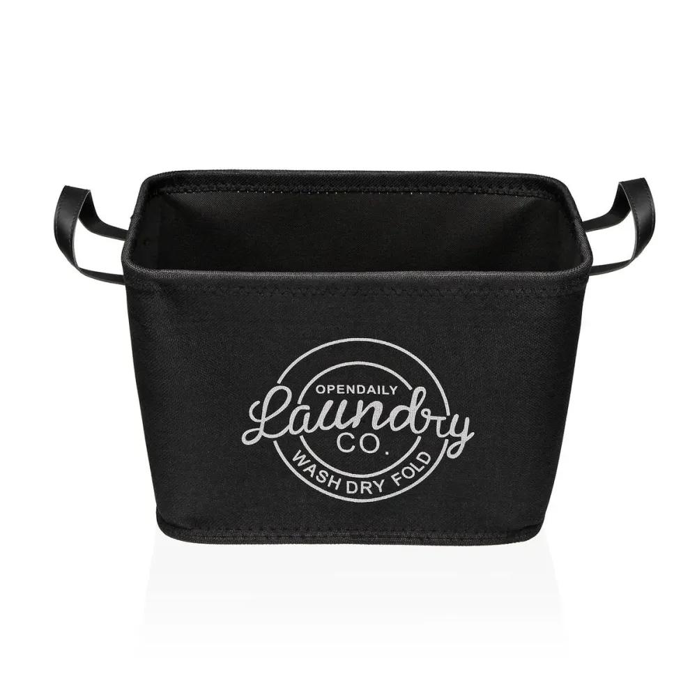 Panier à linge Versa Noir Polyester PVC Métal EVA 38 x 25 x 26 cm