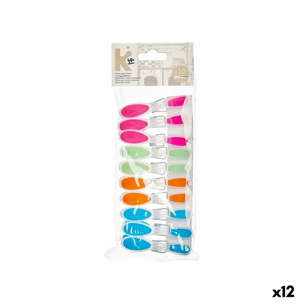 Pinces à linge Multicouleur Métal Silicone Plastique 8,5 x 4 x 1 cm (12 Unités)