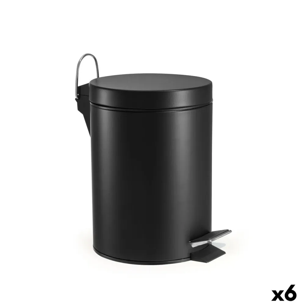 Poubelle à pédale Confortime Noir 5 L (6 Unités)
