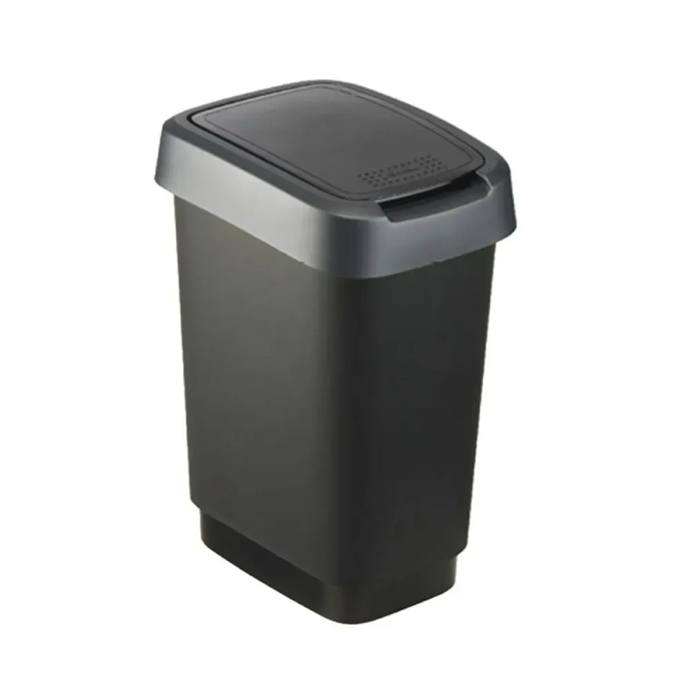 Poubelle Rotho Twist Silver Argenté Plastique 10 L
